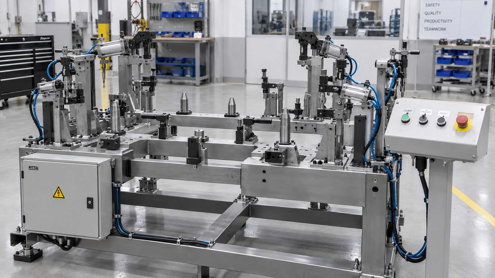 Curing and marriage fixture control system for a supercar manufacturer